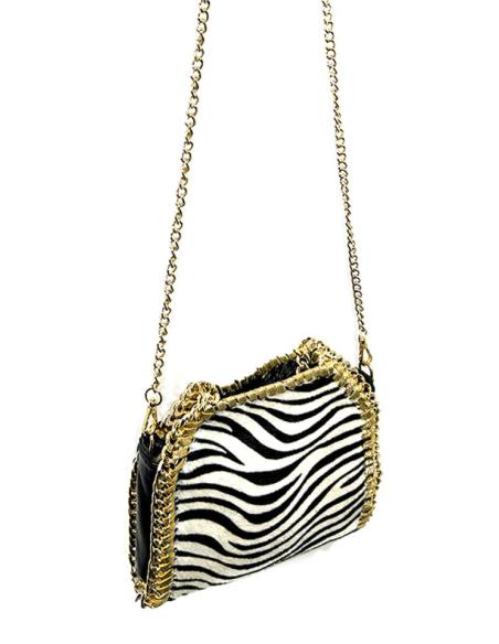 BOLSOS PIEL PELO CEBRA BLANCO Y NEGRO Y ASAS | BOLSOS ANIMAL PRINT MODA