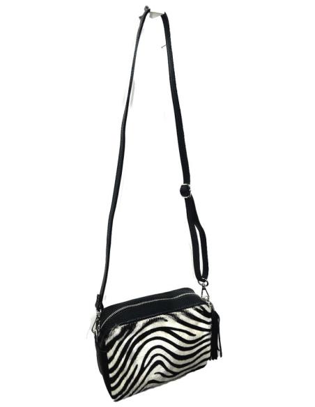 BOLSOS MUJER PIEL PELO CEBRA EN BLANCO Y NEGRO | BOLSOS ANIMAL PRINT MODA