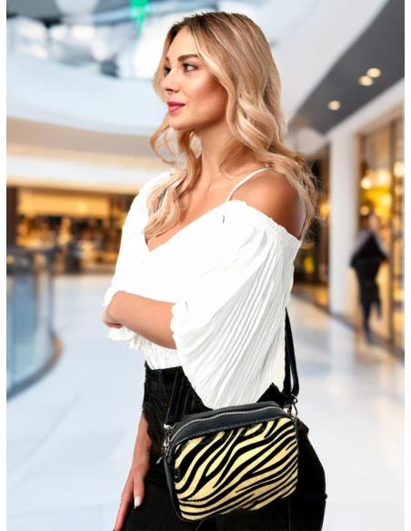 BOLSOS MUJER PIEL PELO CEBRA MARRON Y NEGRO | BOLSOS ANIMAL PRINT MODA