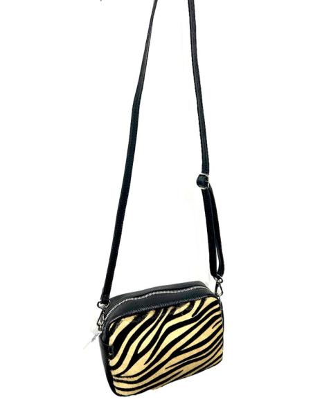 BOLSOS MUJER PIEL PELO CEBRA MARRON Y NEGRO | BOLSOS ANIMAL PRINT MODA