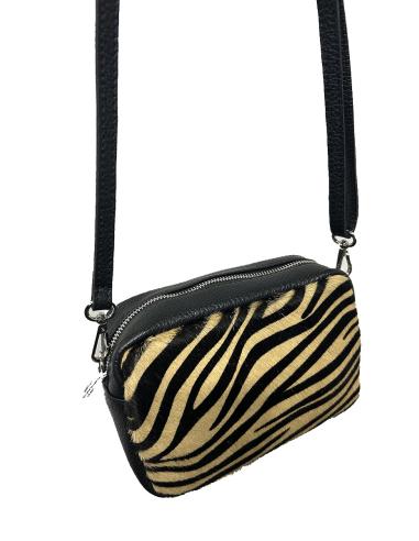 BOLSOS MUJER PIEL PELO CEBRA MARRON Y...