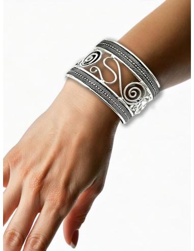 PULSERAS PLATEADAS BRAZALETES ANCHOS CALADOS | MODA BOHO