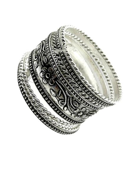 PULSERAS PLATEADAS ESTILO SEMANARIO INDIA | ACCESORIOS MUJER