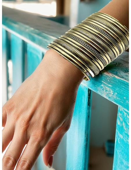 BRAZALETES MUJER DORADOS ETNICOS PULSERAS ANCHAS | JOYAS AFRICA