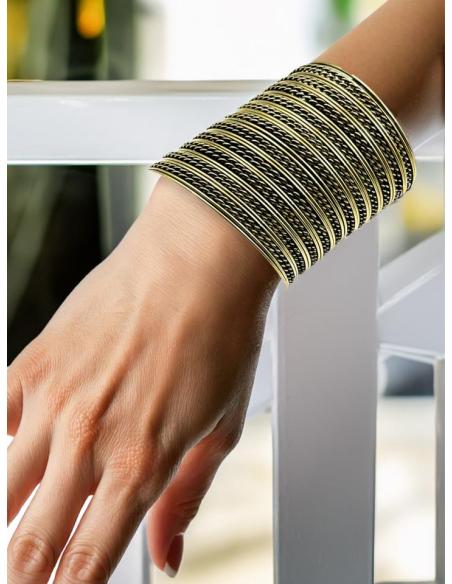 BRAZALETES DORADOS ANCHOS DE MUJER JOYAS AFRICANAS | ACCESORIOS BOHO