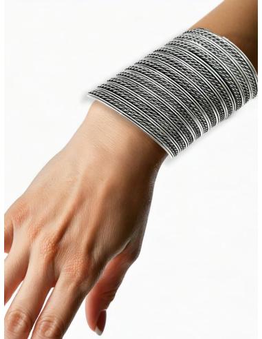 BRAZALETES PLATEADOS ANCHOS JOYAS MUJER AFRICANAS | ACCESORIOS BOHO