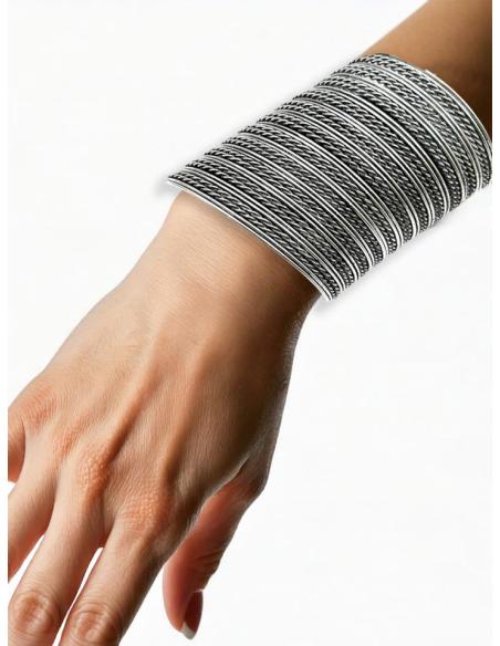BRAZALETES PLATEADOS ANCHOS JOYAS MUJER AFRICANAS | ACCESORIOS BOHO