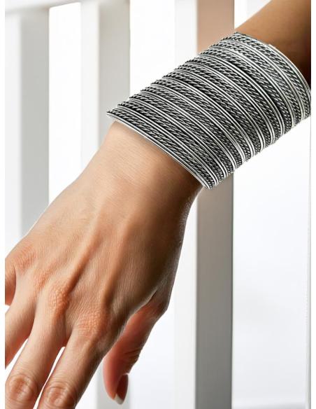 BRAZALETES PLATEADOS ANCHOS JOYAS MUJER AFRICANAS | ACCESORIOS BOHO