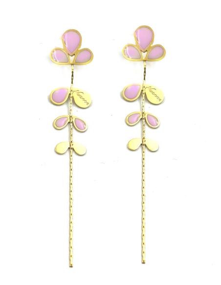 PENDIENTES MUJER LARGOS DORADOS Y ROSAS | JOYAS EN ACERO