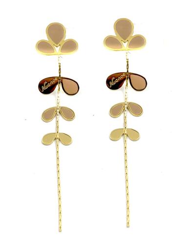 PENDIENTES MUJER LARGOS DORADOS Y MOSTAZAS | JOYAS EN ACERO