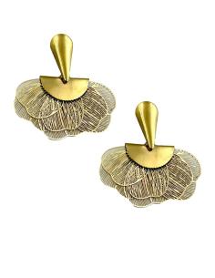 PENDIENTES MUJER DORADOS DISEÑO ABANICO | COMPLEMENTOS PARA DIA