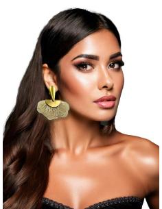 PENDIENTES MUJER DORADOS DISEÑO ABANICO | COMPLEMENTOS PARA DIA 2