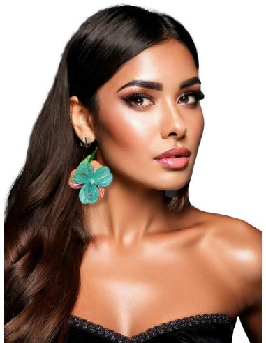 PENDIENTES VERDES Y NARANJAS CON FLORES | ACCESORIOS MODA