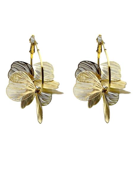 PENDIENTES DORADOS PARA MUJER DE AROS Y FLORES | JOYITAS ACERO