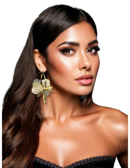 PENDIENTES DORADOS PARA MUJER DE AROS Y FLORES | JOYITAS ACERO