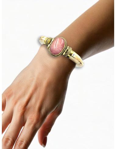 PULSERAS HUESO BLANCO ROTO Y PIEDRAS ROSAS | ACCESORIOS MUJER ETNICOS