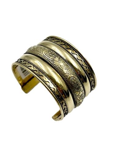 PULSERAS DORADAS ANCHAS ETNICAS BRAZALETES BOHO | MODA MUJER