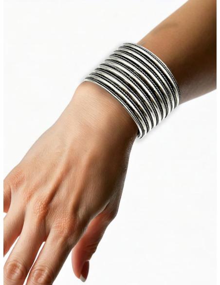 PULSERAS MUJER PLATEADAS BRAZALETES ANCHOS DE MODA | ACCESORIOS BOHO