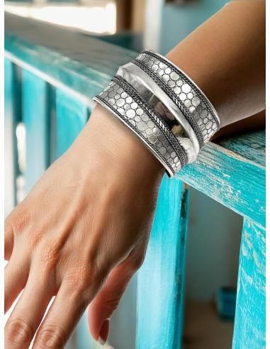 PULSERAS MUJER PLATEADAS ANCHAS BRAZALETES ETNICOS | MODA BOHO