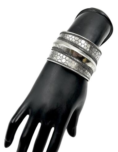 PULSERAS MUJER PLATEADAS ANCHAS BRAZALETES ETNICOS | MODA BOHO