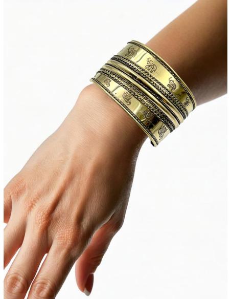 PULSERAS DORADAS ANCHAS BRAZALETES CON ELEFANTES | ACCESORIOS MUJER
