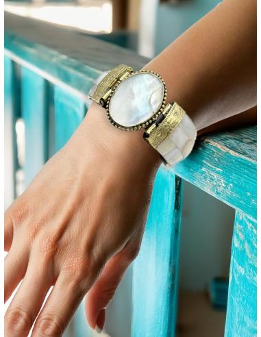 PULSERAS BLANCAS DE NACAR IBICENCAS Y BOHO CHIC | ACCESORIOS MUJER