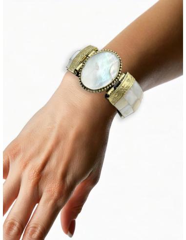 PULSERAS BLANCAS DE NACAR IBICENCAS Y BOHO CHIC | ACCESORIOS MUJER