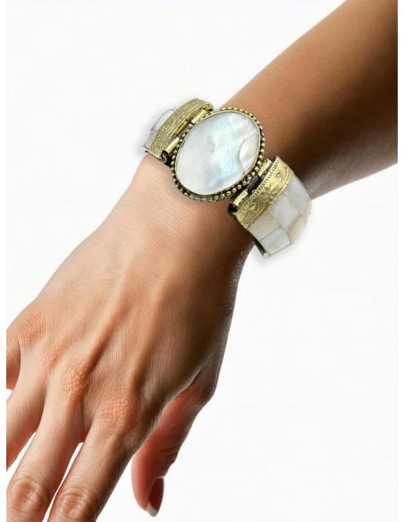 PULSERAS BLANCAS DE NACAR IBICENCAS Y BOHO CHIC | ACCESORIOS MUJER