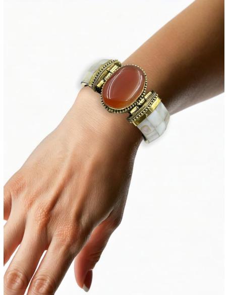 PULSERAS BLANCAS Y MARRONES DE NACAR Y PIEDRAS | ACCESORIOS MUJER