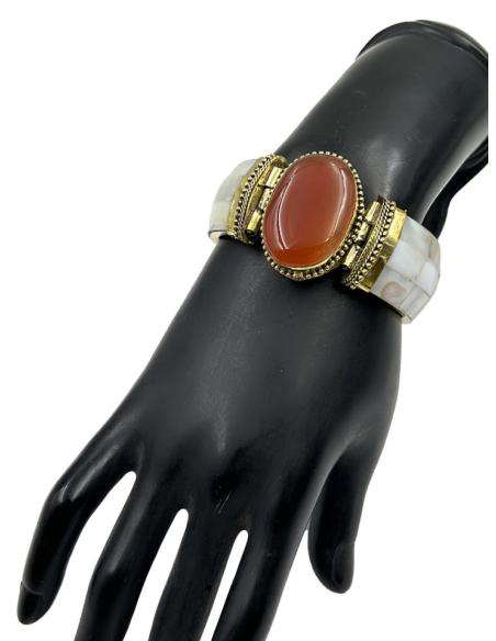 PULSERAS BLANCAS Y MARRONES DE NACAR Y PIEDRAS | ACCESORIOS MUJER