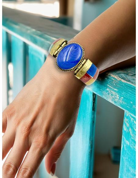 PULSERAS ANCHAS DE HUESO BRAZALETES MULTICOLORES | MODA MUJER BOHO