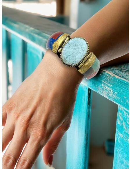 PULSERAS MUJER ANCHAS BRAZALETES MULTICOLORES | MODA BOHO CHIC