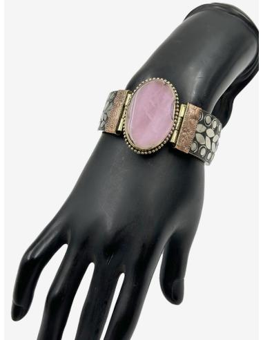 PULSERAS MUJER PLATEADAS Y ROSAS BRAZALETES ANCHOS | MODA BOHO