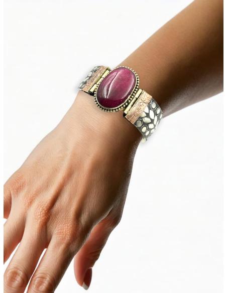 PULSERAS PLATEADAS Y BUGAMBILIAS ANCHAS BRAZALETES | ACCESORIOS MUJER