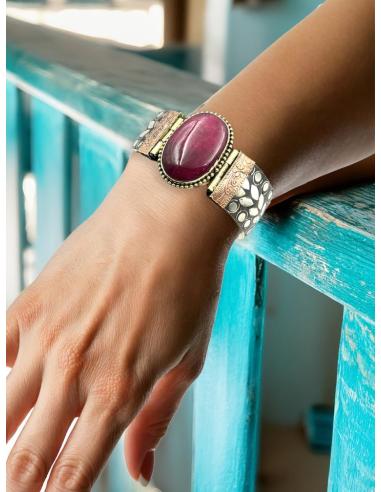 PULSERAS PLATEADAS Y BUGAMBILIAS ANCHAS BRAZALETES | ACCESORIOS MUJER