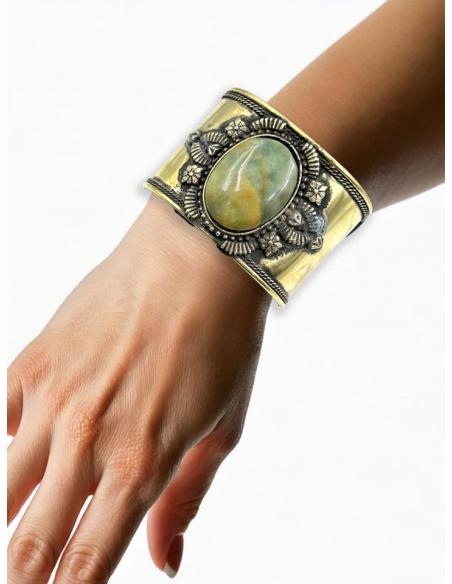 PULSERAS MUJER DORADAS BRAZALETES ANCHOS Y PIEDRAS | JOYAS ETNICAS BOHO