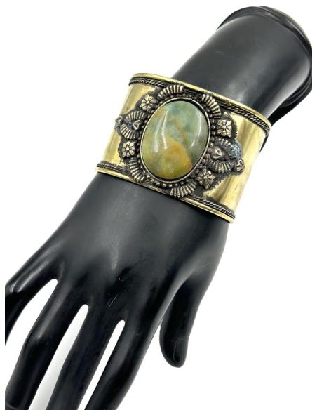 PULSERAS MUJER DORADAS BRAZALETES ANCHOS Y PIEDRAS | JOYAS ETNICAS BOHO