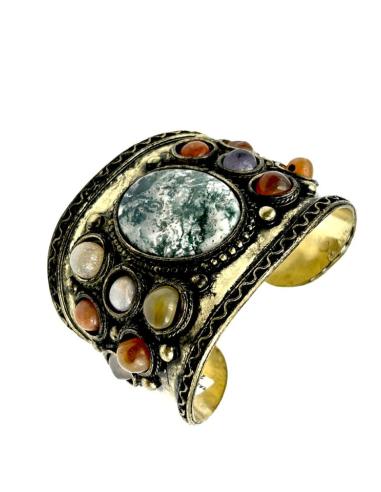 PULSERAS DORADAS BRAZALETES ANCHOS CON PIEDRAS | JOYAS MUJER TRIBALES