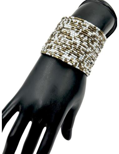 PULSERAS DORADAS Y BLANCAS ANCHAS BRAZALETES BOHO | ACCESORIOS MUJER