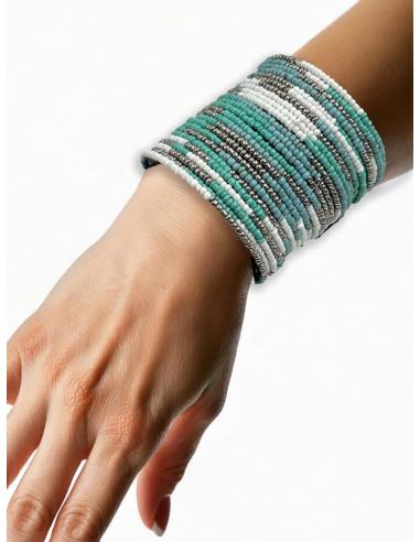 PULSERAS MUJER ANCHAS BLANCAS AZULES PLATEADAS | ACCESORIOS VERANO