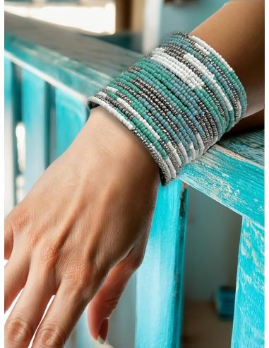 PULSERAS MUJER ANCHAS BLANCAS AZULES PLATEADAS | ACCESORIOS VERANO