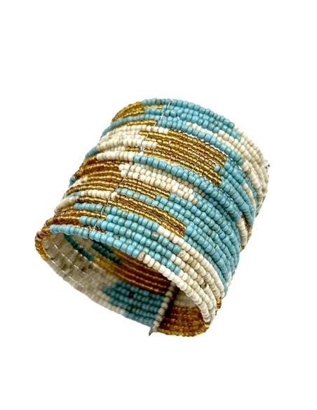 PULSERAS MUJER ANCHAS BLANCAS AZULES DORADAS | ACCESORIOS VERANO