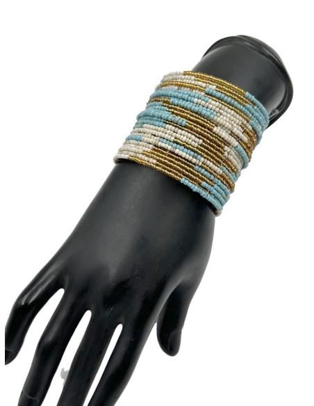 PULSERAS MUJER ANCHAS BLANCAS AZULES DORADAS | ACCESORIOS VERANO