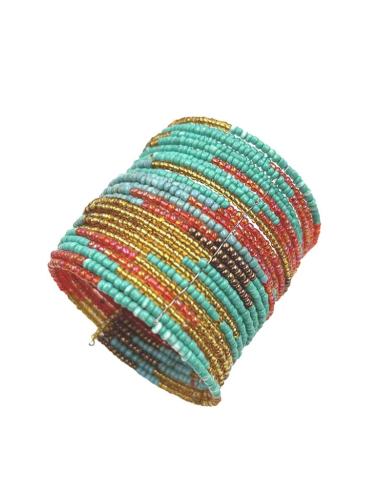 PULSERAS MUJER ANCHAS BRAZALETES ROJOS Y TURQUESAS | ACCESORIOS BOHO