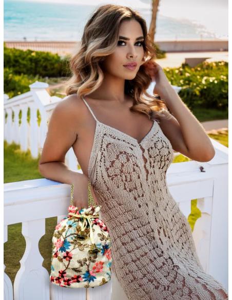 BOLSOS MUJER BEIGE ESTAMPADOS LIMOSNERAS BODA | BOMBONERAS FIESTA