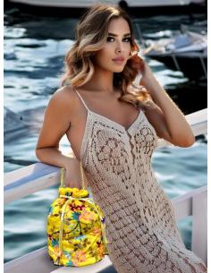 BOLSOS BODA AMARILLOS LIMOSNERAS FIESTA CON FLORES | BOMBONERAS MUJER 2