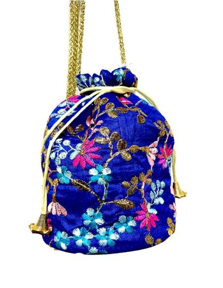 BOLSOS BODA LIMOSNERAS FIESTA AZULONES CON FLORES | BOMBONERAS MUJER