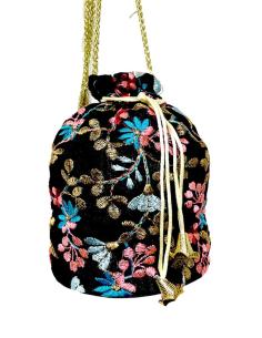 BOLSOS BODA NEGROS LIMOSNERAS FIESTA CON FLORES | BOMBONERAS MUJER