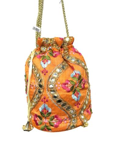 BOLSOS BODA NARANJAS LIMOSNERAS FIESTA CON FLORES | BOMBONERAS MUJER