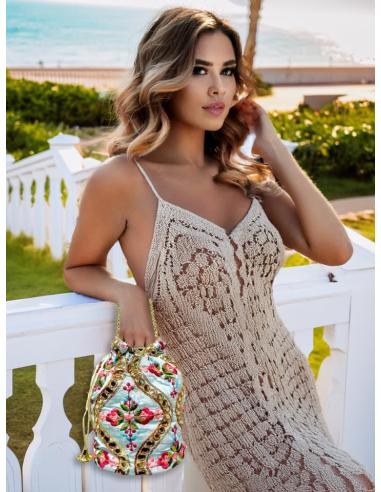 BOLSOS BODA AZULES CLARO LIMOSNERA FIESTA FLORES | BOMBONERAS MUJER